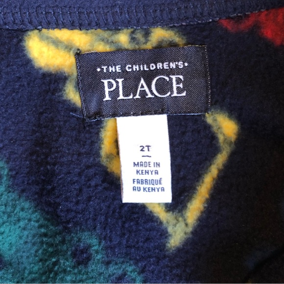 EUC Children’s Place Toddler Boy 1/4 Zip Fleece-Navy with Colorful Trucks - Picture 4 of 6